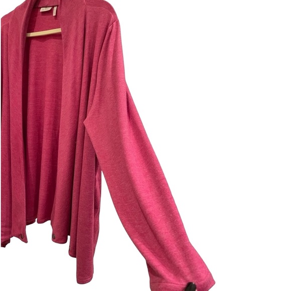 LOGO By Lori Goldstein Draped Throw Cardigan With Stud Detail. Pink 2X - Picture 6 of 12